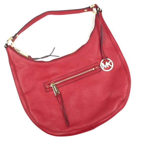 michael kors red hobo bag